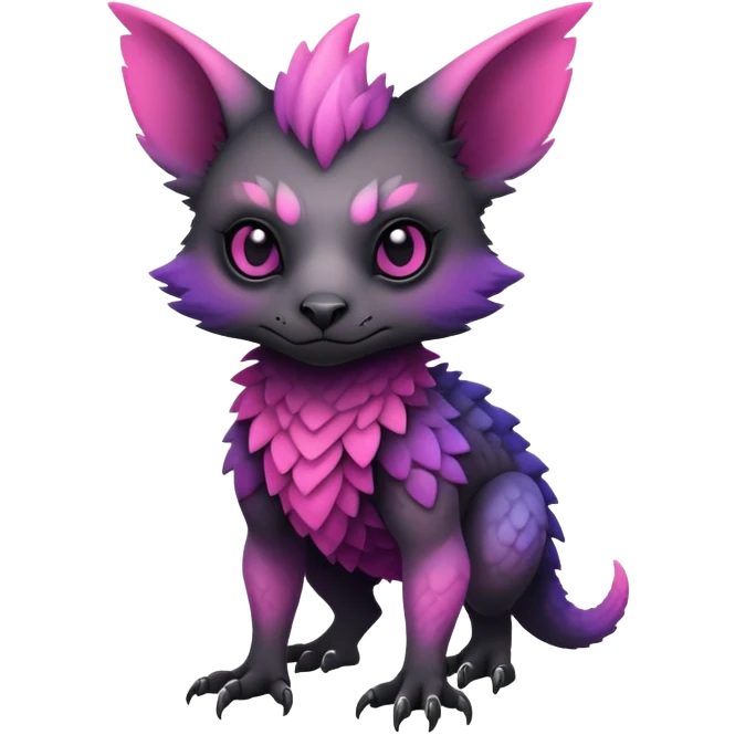 Cool Edgy Black-pink-purple-gradient badass Trico-animal-creature full body emoji