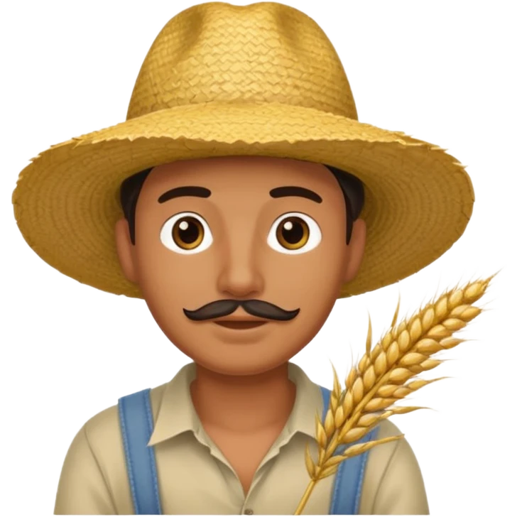 Campechano con una ramita de trigo en la boca emoji