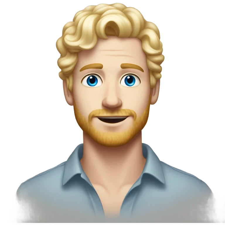 full body light curl blonde 30yo man blue eyed pale skin emoji