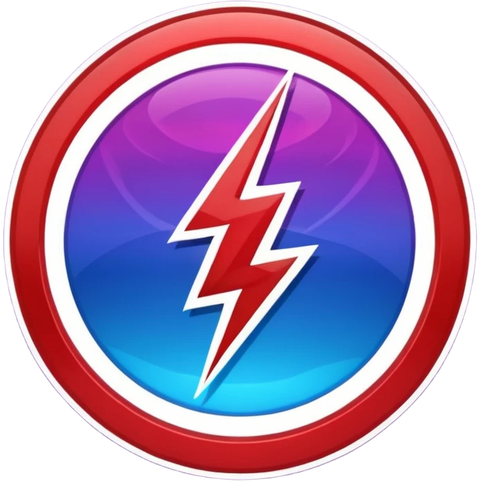 Red and blue lightening in a circle shape with effects like real lightening with purple effects  emoji