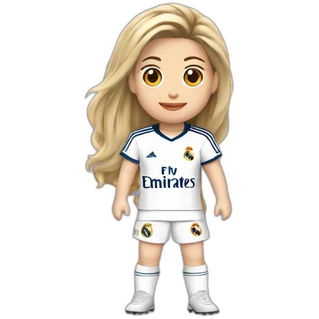Piqué vestido del Real Madrid con una imagen de Shakira en la camiseta emoji