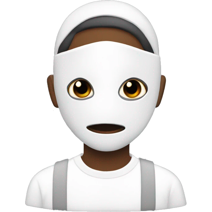 Generate an black emoji of my friend having white full face mask emoji