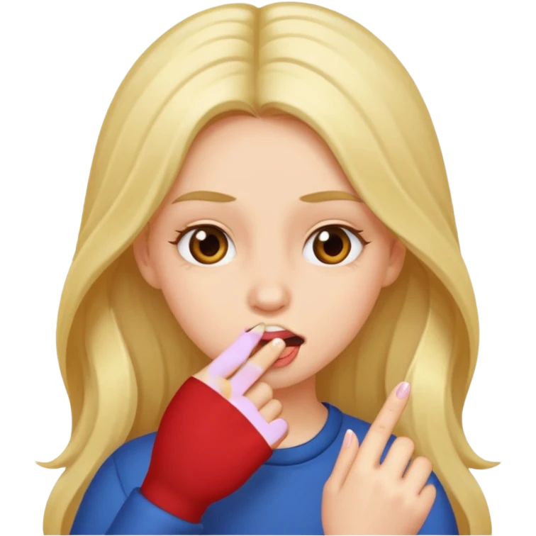 girl biting her fingernail emoji