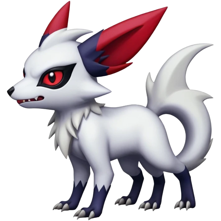 Vampiric feral emo dark Zangoose-Absol-Noibat-Fakémon-hybrid-creature (full body) emoji