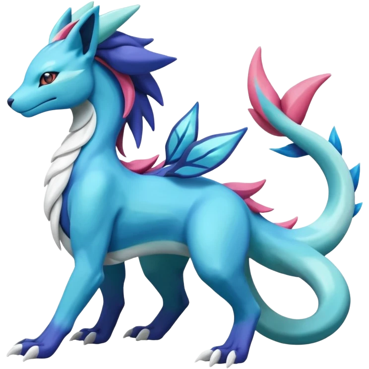 Suicune-Aurorus-Salandit-Glaceon-Meganium-fusion (full body) emoji