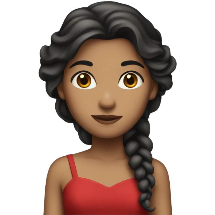 Princess with long dark hair light skin and red dress emoji
