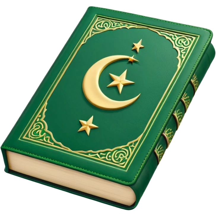 Closed Quran with the Islamic Symbol on it (moon and star) green emoji