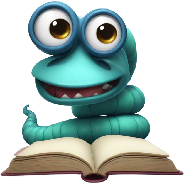 Worm reading a book emoji