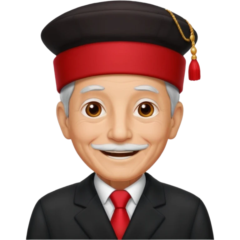 black suited old man with red fes hat emoji