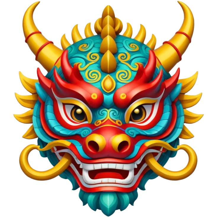 A dragon dance mask painted in bright festival colors. emoji