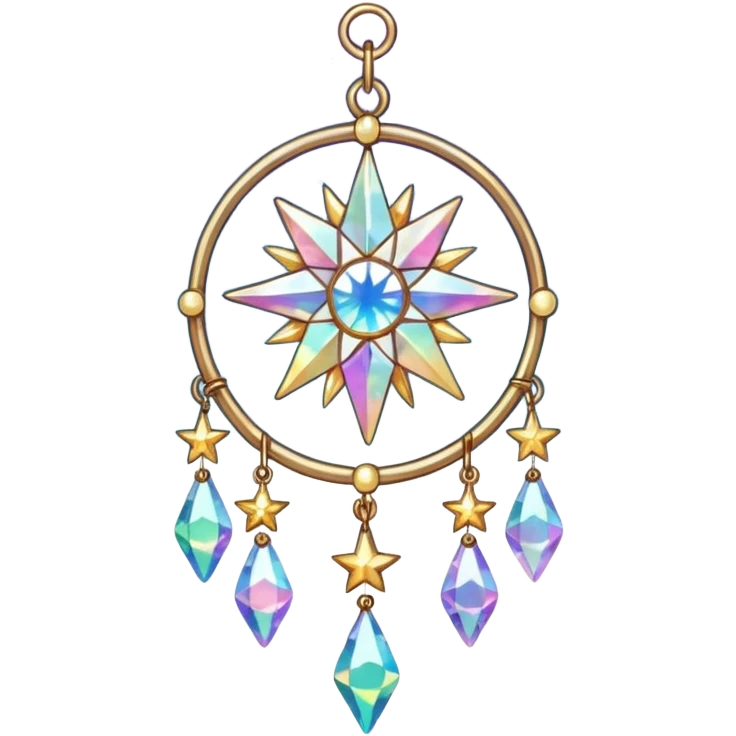Sparkly glittery aesthetic chained I ridescent suncatcher hanging crystals and tiny stars aesthetic decoration emoji