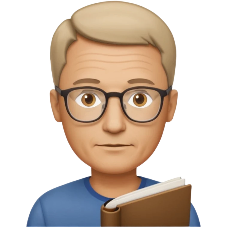 hombre, 50 años pelo poco rapado delgado con gafas de lectura emoji