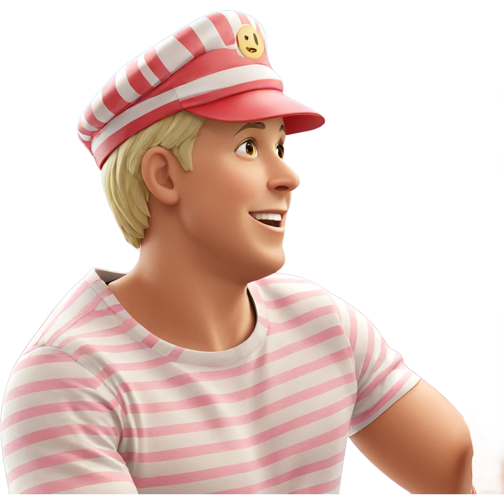 cheerful boy in striped shirt emoji