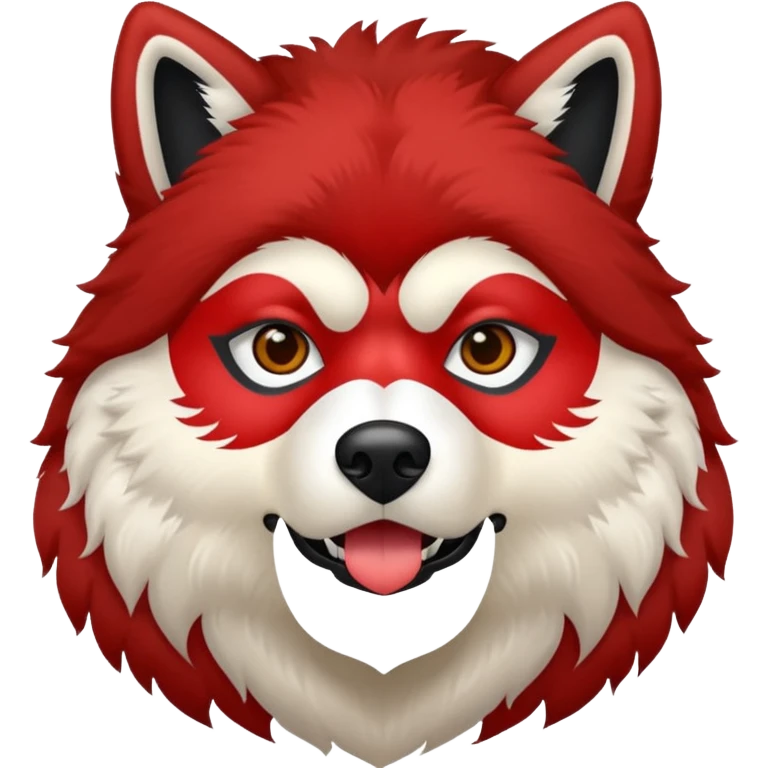A red malamute with a bandit mask emoji