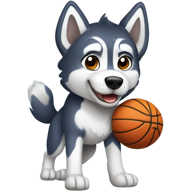 Husky playing basketball  emoji
