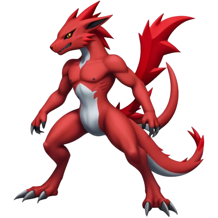 Edgy Cool Beautiful Guilmon-Zoroark full body emoji
