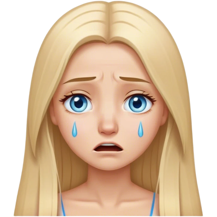 beautiful white girl with long straight blonde hair und blue eyes crying emoji