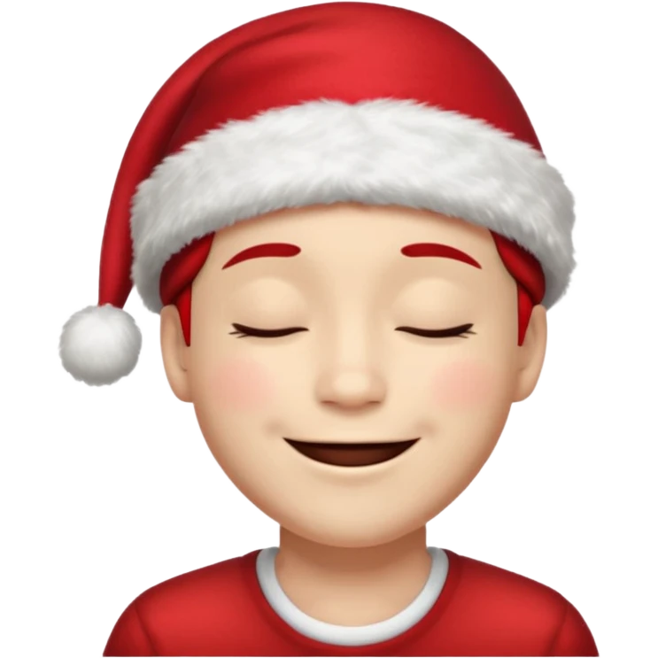 smiley face with closed eyes in a red Christmas hat emoji