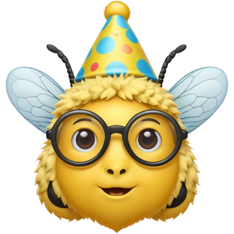 bee with party hat and eye glasss emoji