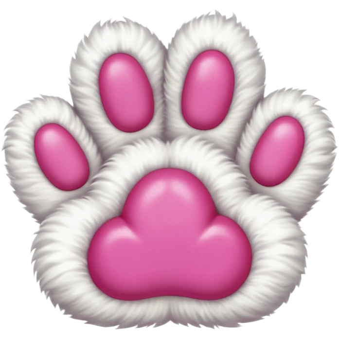 white cat fluffy paw, from the bottom, vivid pink toe beans, cute emoji