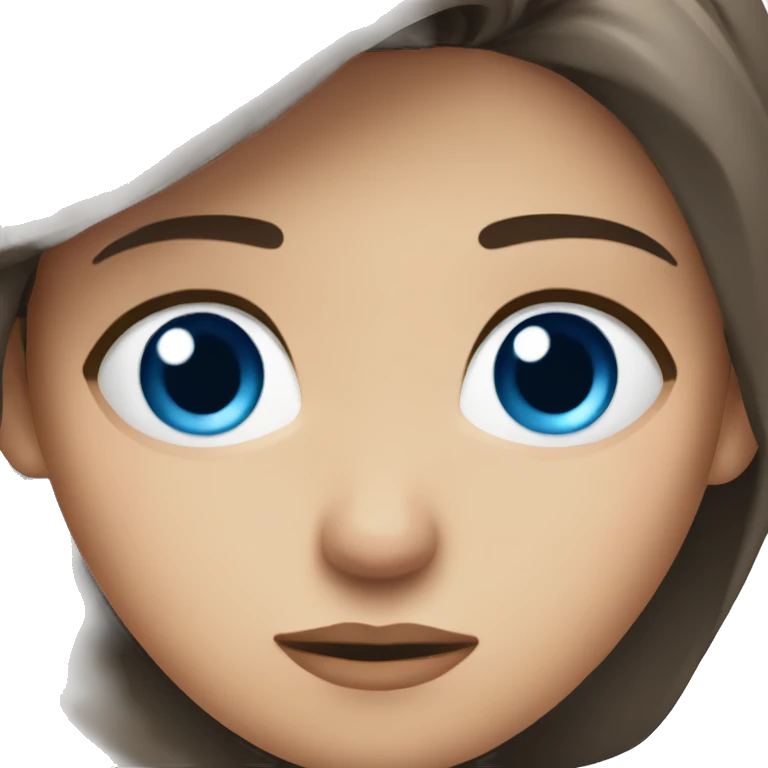 Worried brunette with blue eyes emoji