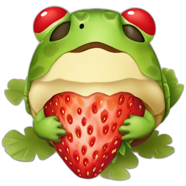 Tortue qui boit de la jus de fraises emoji