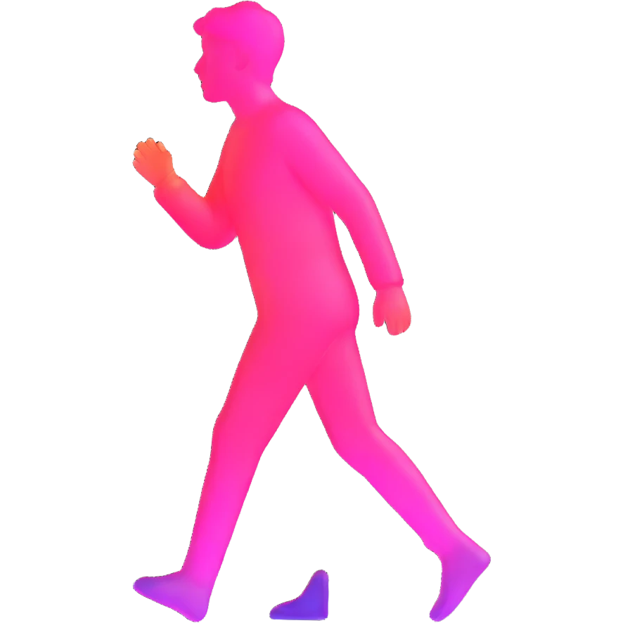 human silhouette, transparent glass with bright pink gradient from #FF335F to #FF99AA, shadows and highlights, minimalistic emoji