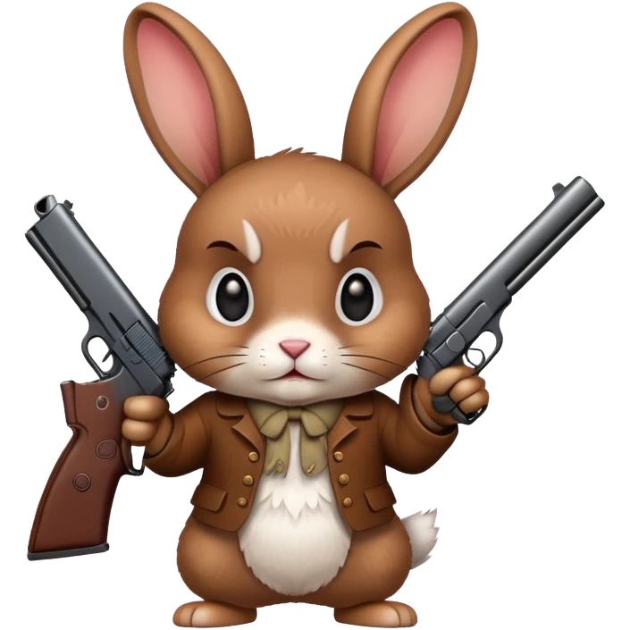 A cartoon rabbit shooting a gun emoji