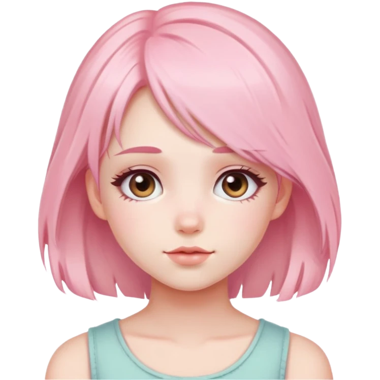 cute soft girl with blush and pastel pink hair emoji