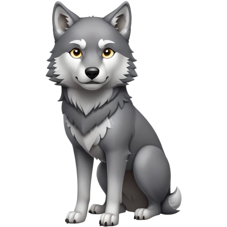cinematic-noble-wolf-portrait-emoji,-poised-and-regal,-with-a-strong,-lean-build-and-a-sleek,-fur-of-grey-and-white,-deep-set-soulful-piercing-eyes,-simplified-yet-sharp-and-sophisticated-features,-highly-detailed,-full-body, zoomed out showing shoulders emoji