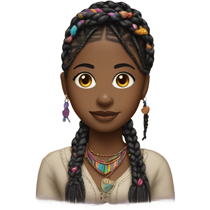 black girl with boho braids emoji