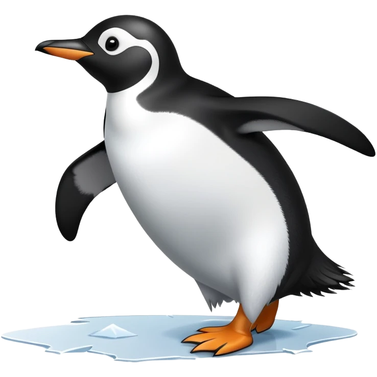 penguin slipping and falling with startled expression emoji