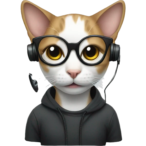 cat with black glasses and headset emoji