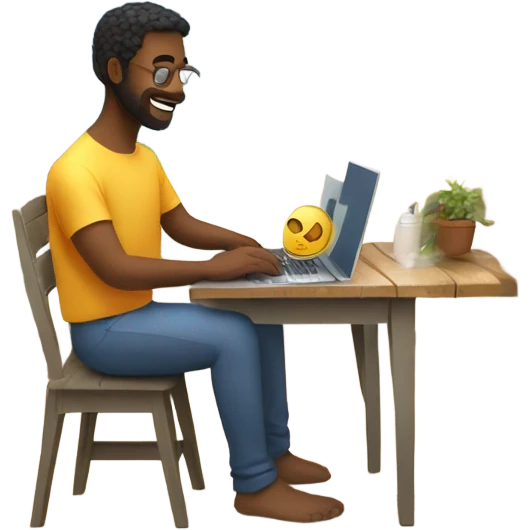 man working from all over the world emoji