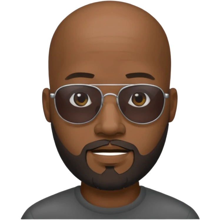 Bald male, Black-lens sunglasses, goatee beard, realistic portrait emoji