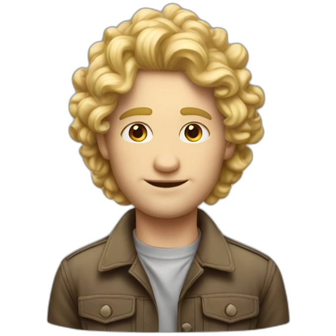 Homme blond cheveux bouclés sucr emoji