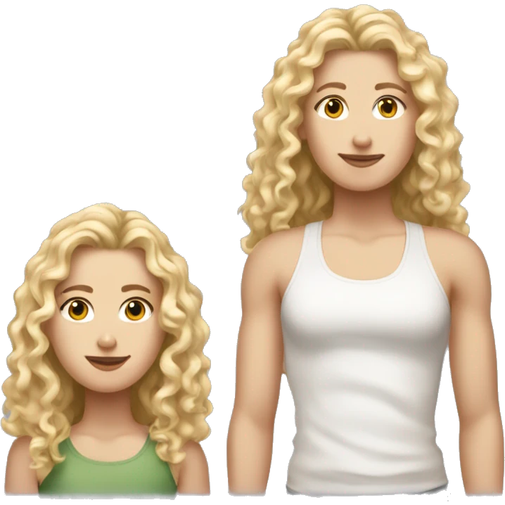 white girl with really curly long blonde hair wearing tank top hair in front emoji
