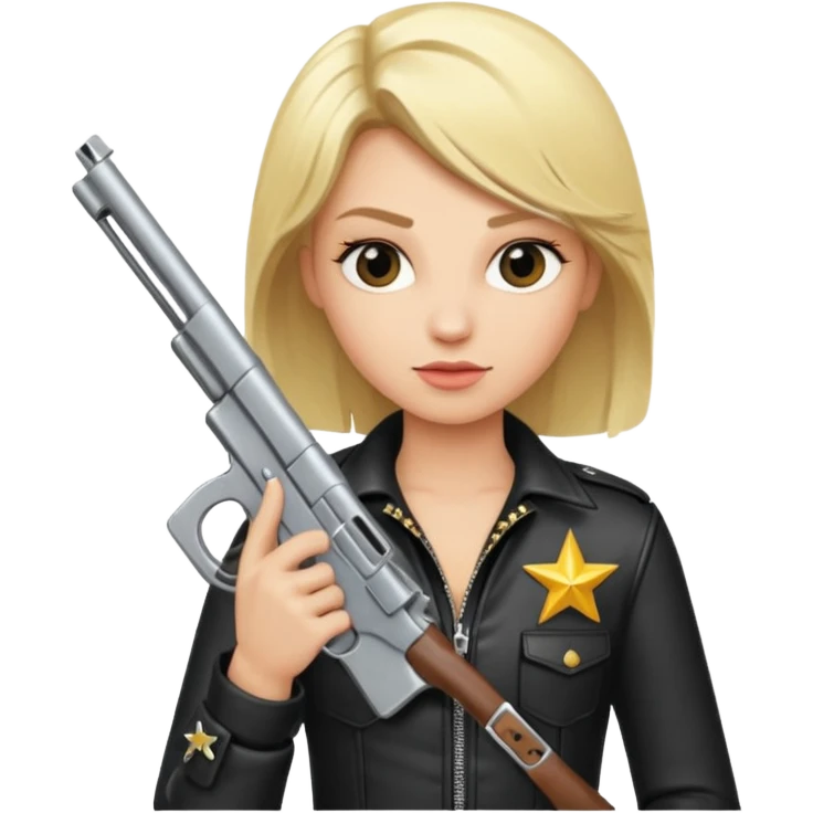 blonde rockstar holding a gun emoji