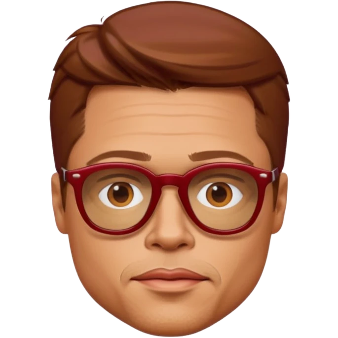 Brad Pitt, wearing dark red glasses emoji