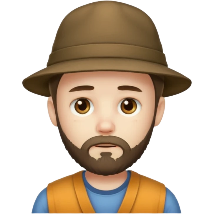 sad young boy with hats with bearded emoji