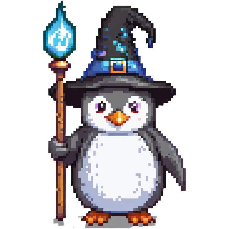 penguin wizard with magic staff emoji