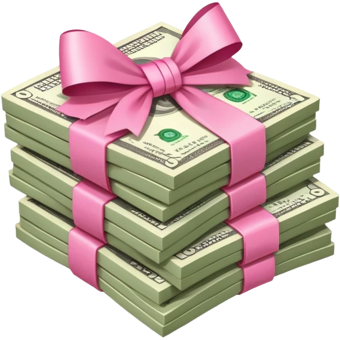 Stack of money with pink bow  emoji
