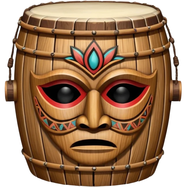 Drum Mask – Mask shaped with drum top, tribal style. emoji