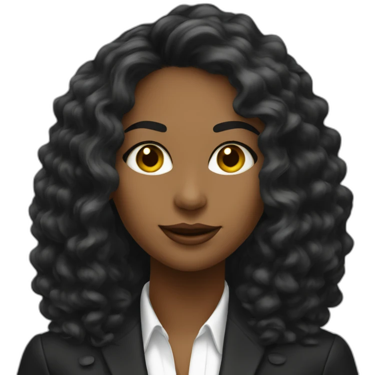 Syntia Mujer blanca pelo negro largo emprendedora con blazer emoji