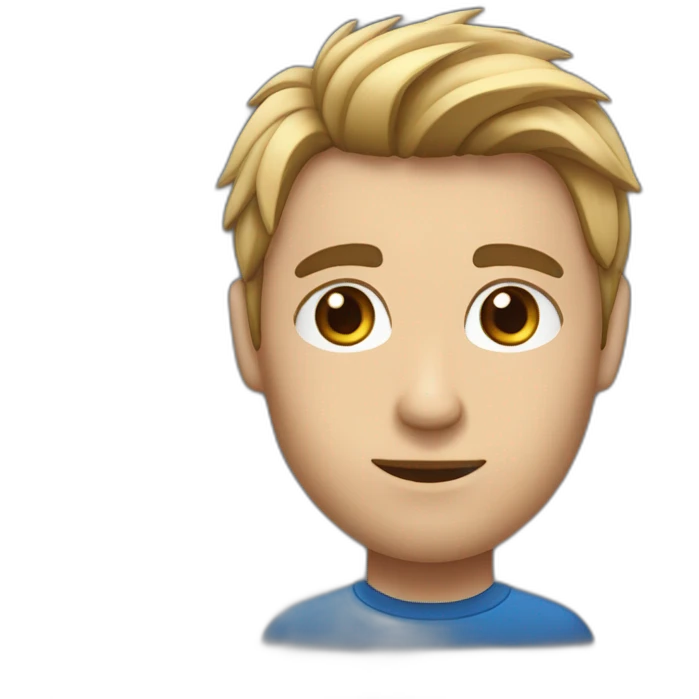 Cara de persona media calva con pelo muy corto y con barba corta y ojos azules emoji