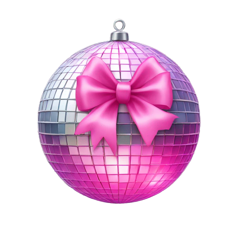 disco ball with pink bow emoji
