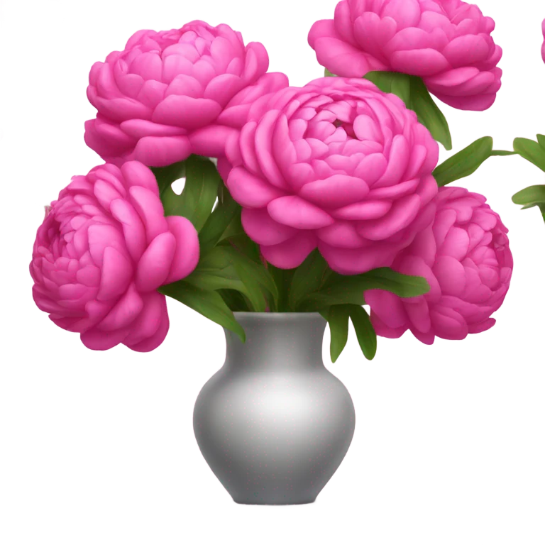 Realistic Bright pink pions in vase emoji
