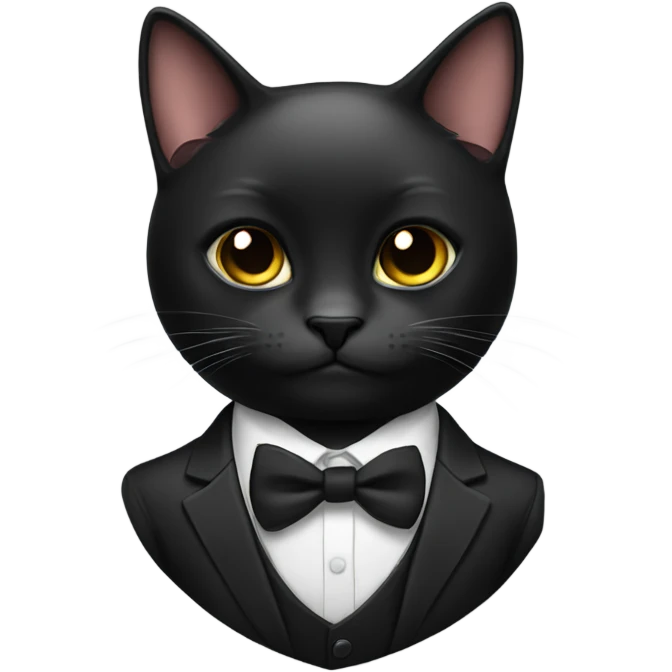Black cat in a black suit with a bow tie  emoji