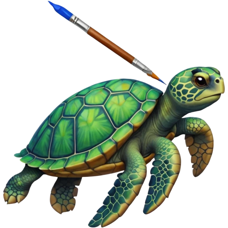 siyah rengi sevmeyen kaplumbağa ama kendisi siyah olduğu için kendini boyamaya çalışan kaplumbağa emoji