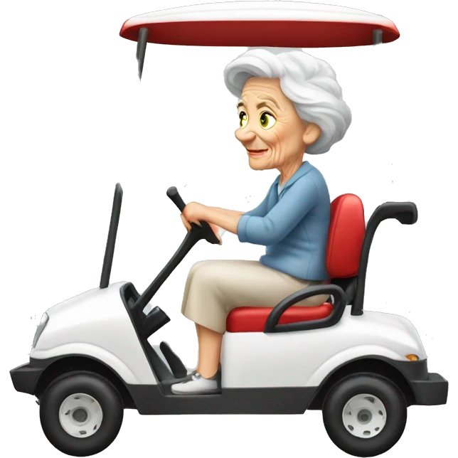 Old lady red hair golf cart emoji